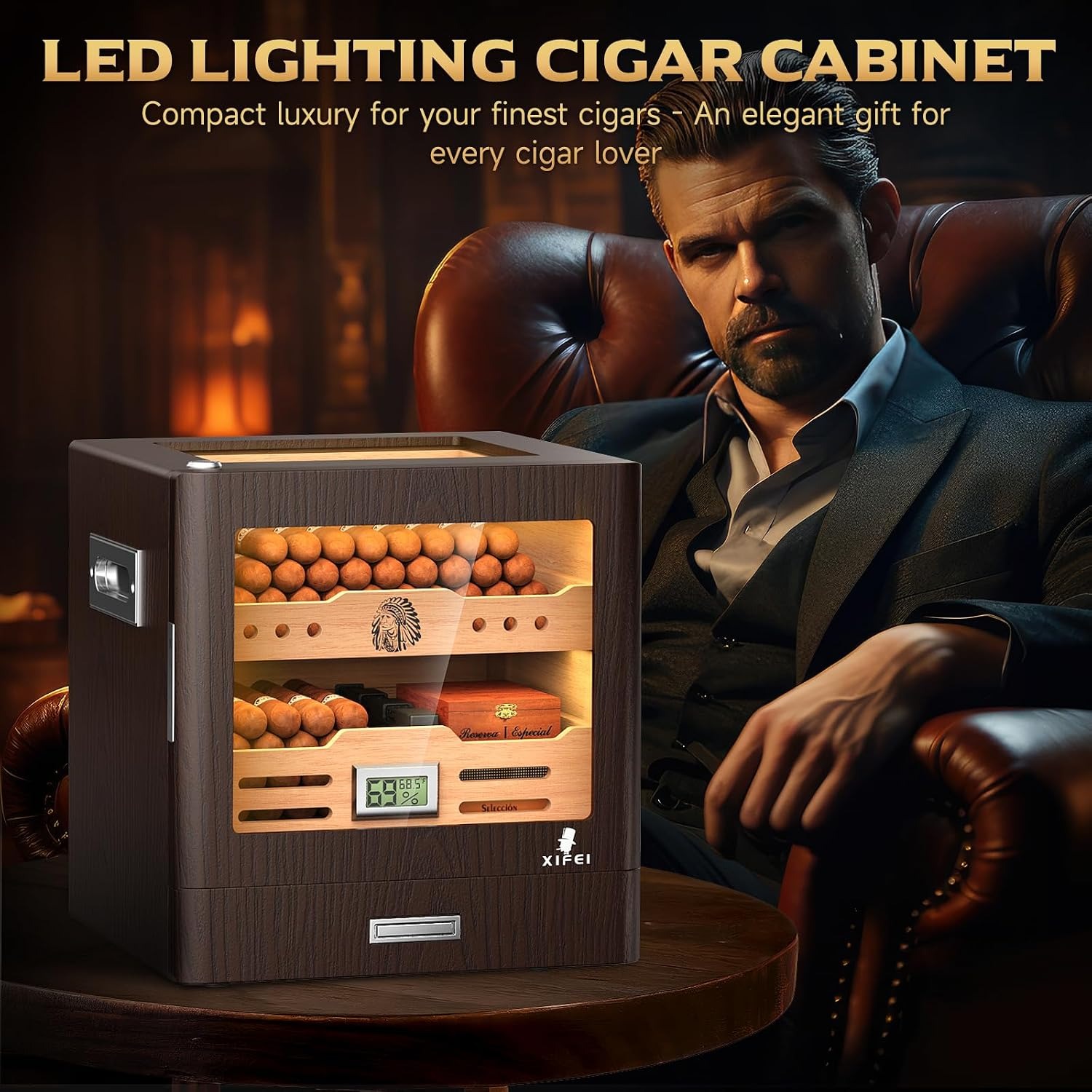XIFEI Cabinet Humidor with LED Lighting and Glass Door: image 7
