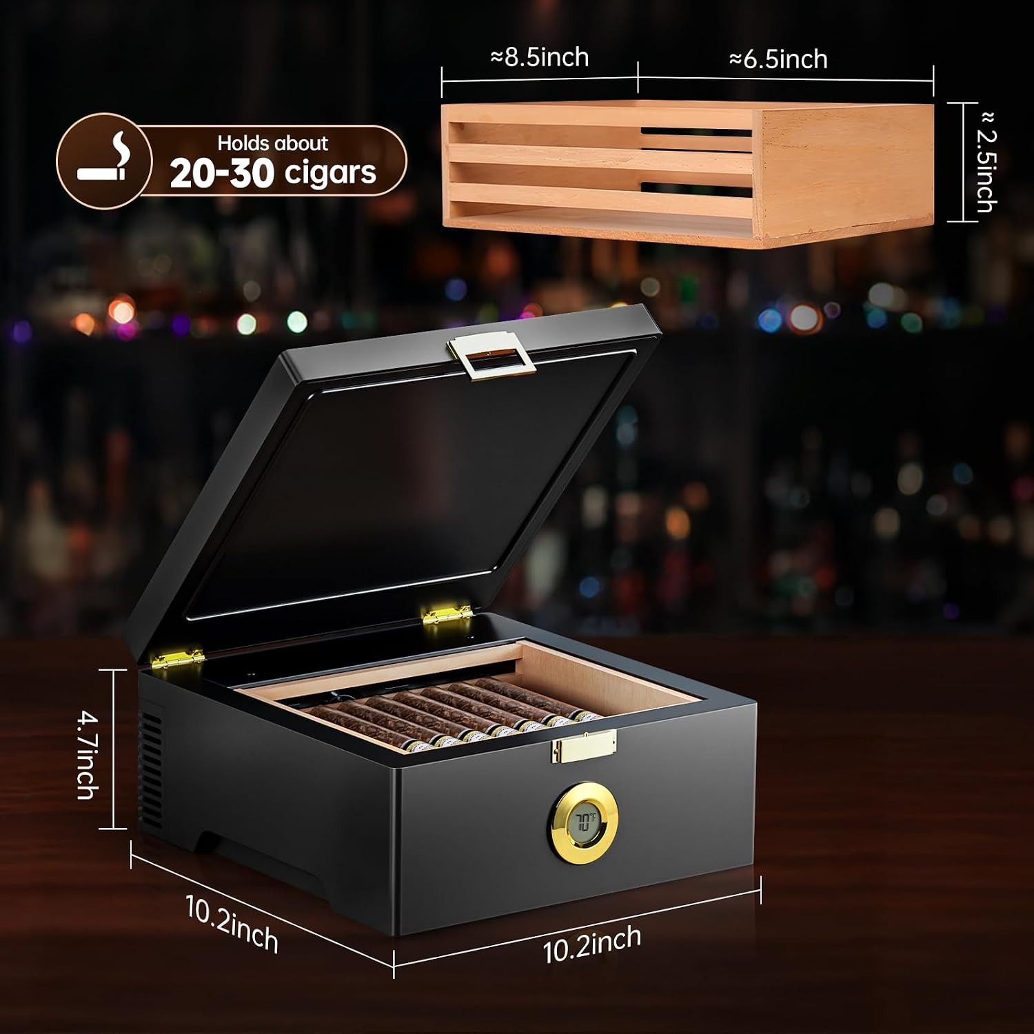 KingChii Electric Humidor 3L Temperature Controlled Cigar Cabinet: image 8