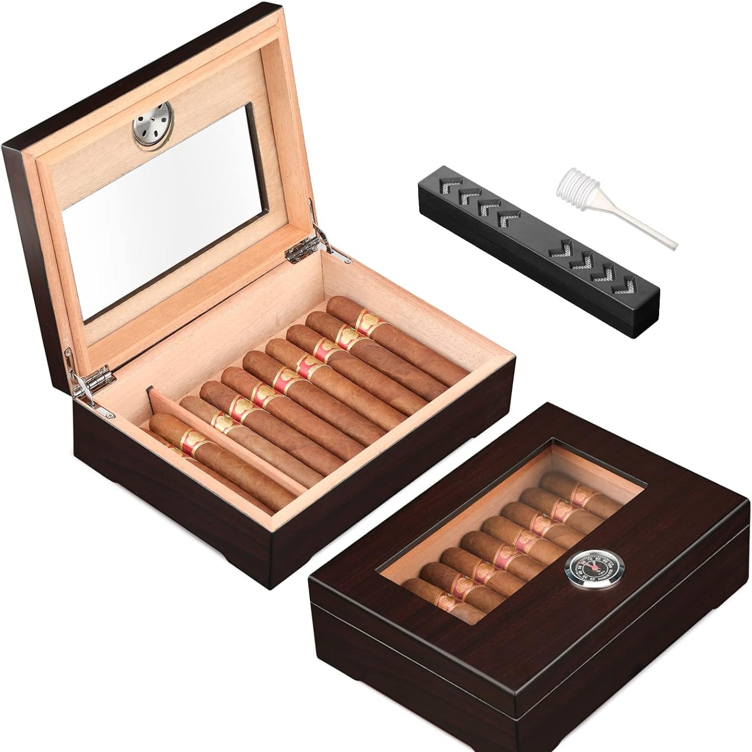 Glass Top Cedar Cigar Humidor with Hygrometer: image 7
